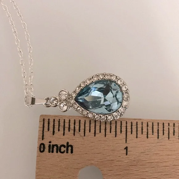 Givenchy Silver Necklace with Blue Teardrop Pendant - Picture 4 of 5